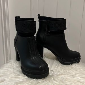 Sorel waterproof high heel rain boots